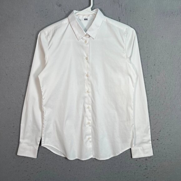 Uniqlo Tops - Uniqlo Womens Size XS White Long Sleeve Button-Up Shirt Cotton Blend